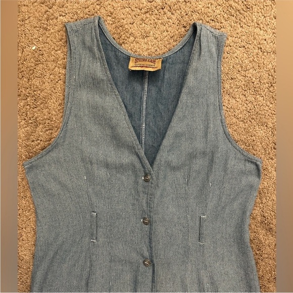 Vintage 90s Studio Ease Denim Button-Down Midi Dress | Size 12 - Picture 2 of 5
